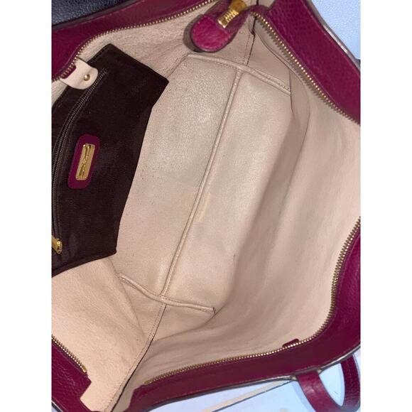 SALVATORE FERRAGAMO LARGE WINE PEBBLED LEATHER HANDBAG ASIS - Picture 14 of 16